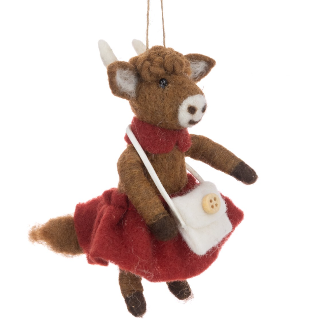 Felt Mrs Highland Cow Hanger