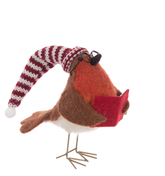 Felt Robin Reading Book 12cm
