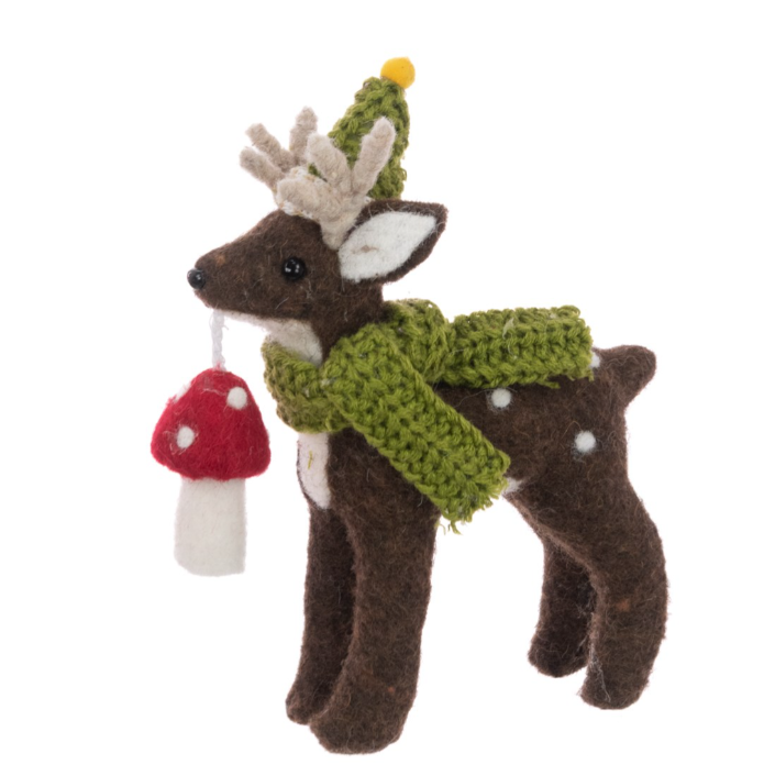 Felt Reindeer W/Toadstool 18cm