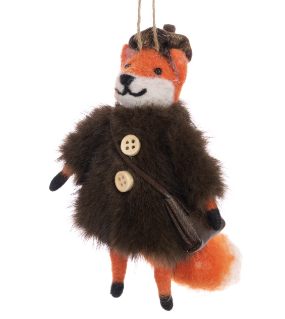 Felt Fancy Fox In Fur Coat 14cm