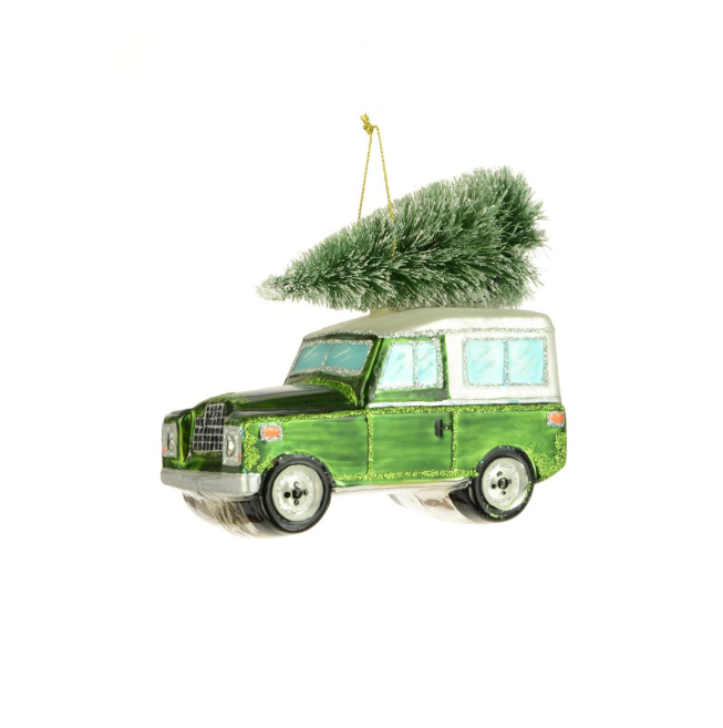 Glass Land Rover w/Tree 12cm