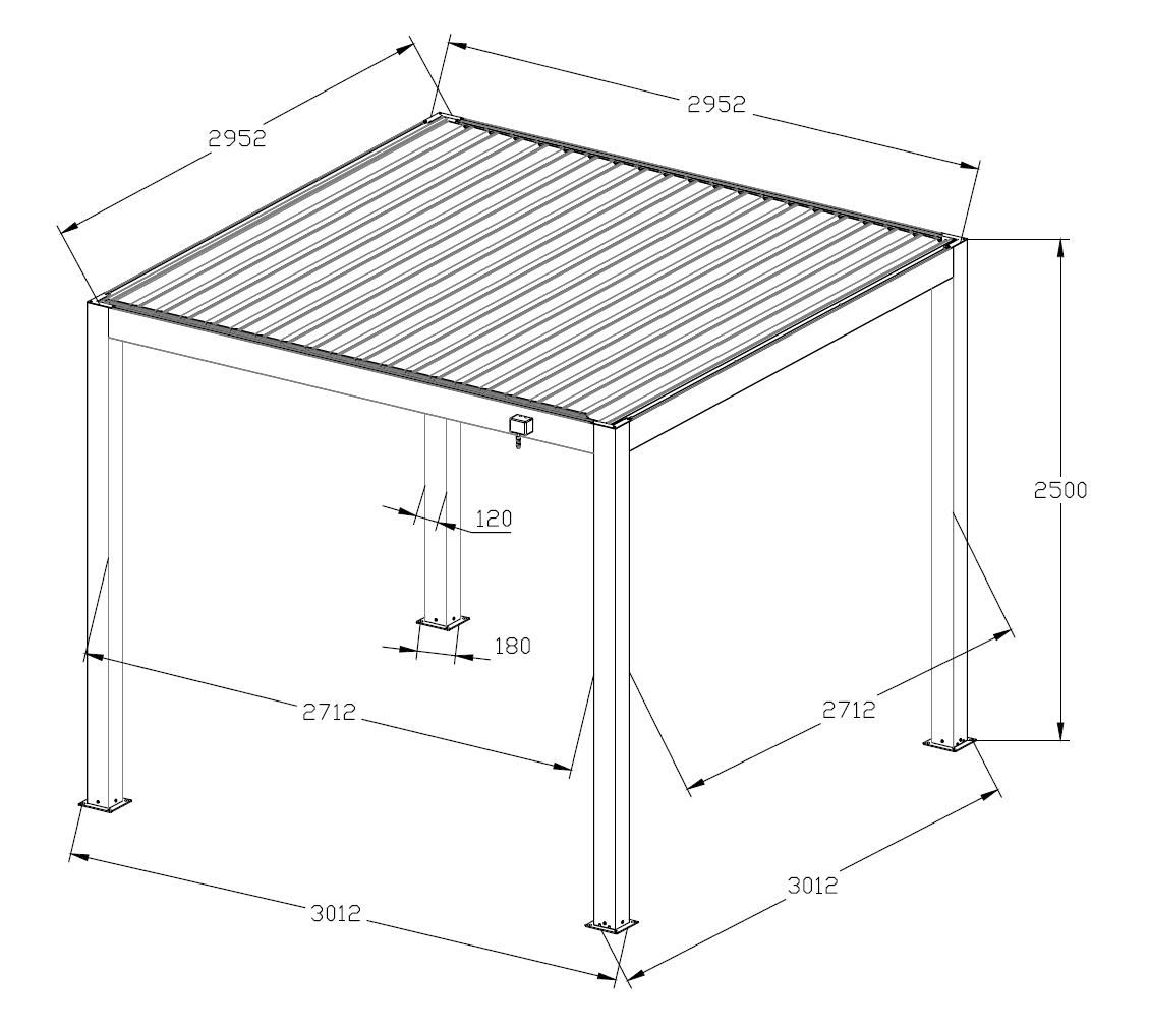 700 Series Pergola 3x3m Anthractite