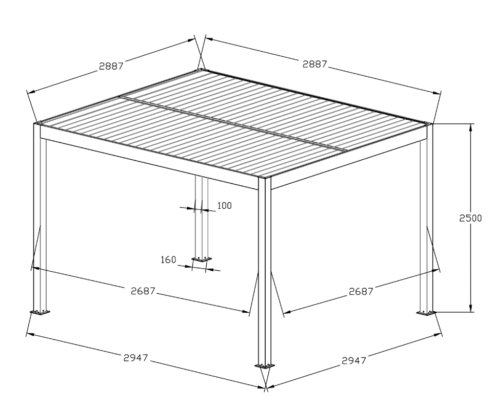 500 Series Pergola 3x3m Green