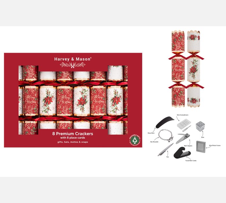 8 x12.5" Premium Red Poinsettia Crackers