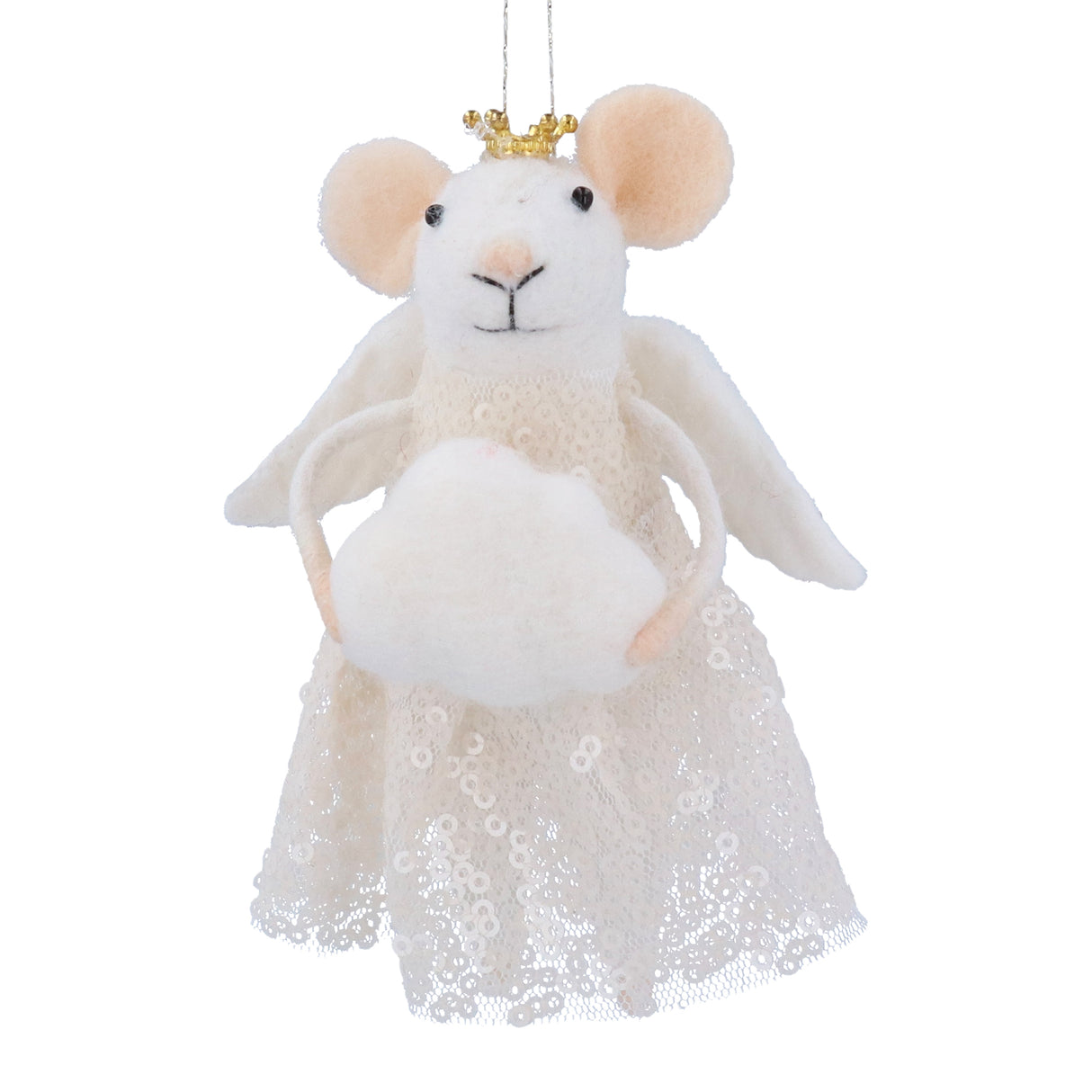 Mixed Wool White Mouse Angel Dec