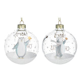 Clear Baby's 1st Christmas w Penguin Glass Ball