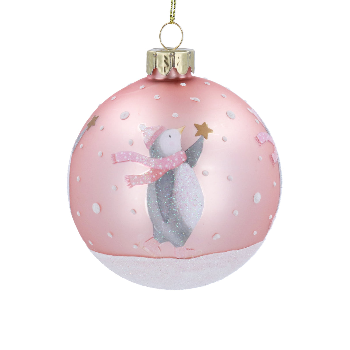 Matt Pink Baby's 1st Christmas w Penguin Glass