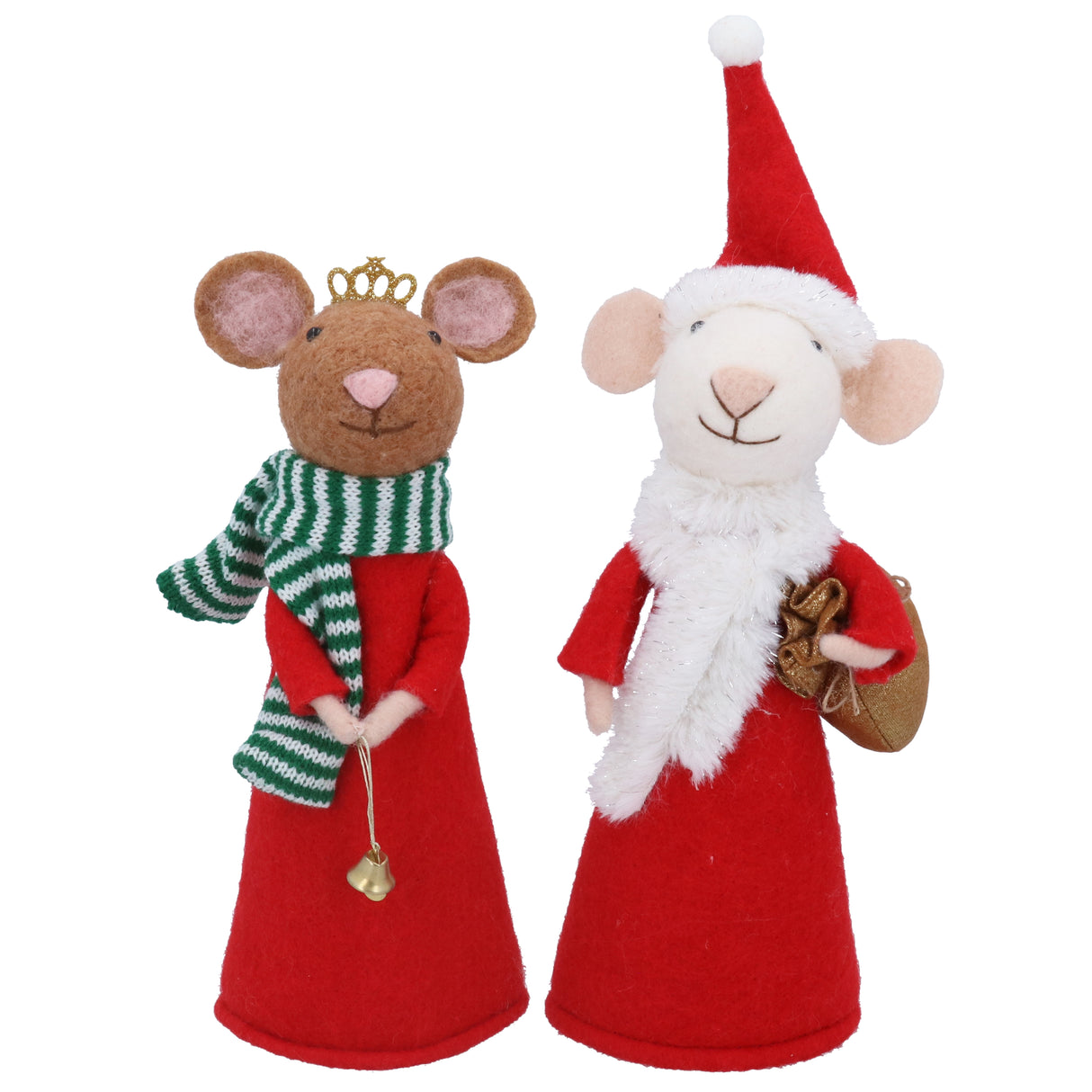 Mixed Wool Brown/White Mouse Tree Topper, 2as