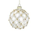 Clear Glass Ball w Gold Glitter Trellis