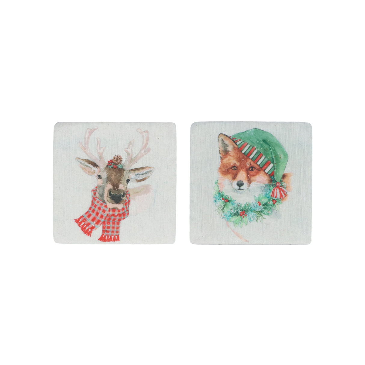 Resin Dressed Stag/Fox Coaster, 2as