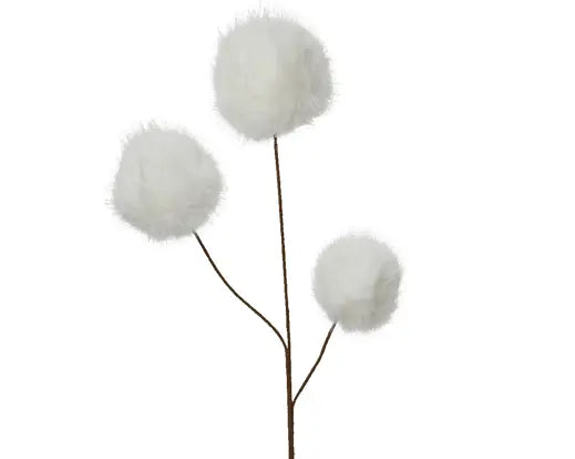 White faux fur 3 fluffy bulbs