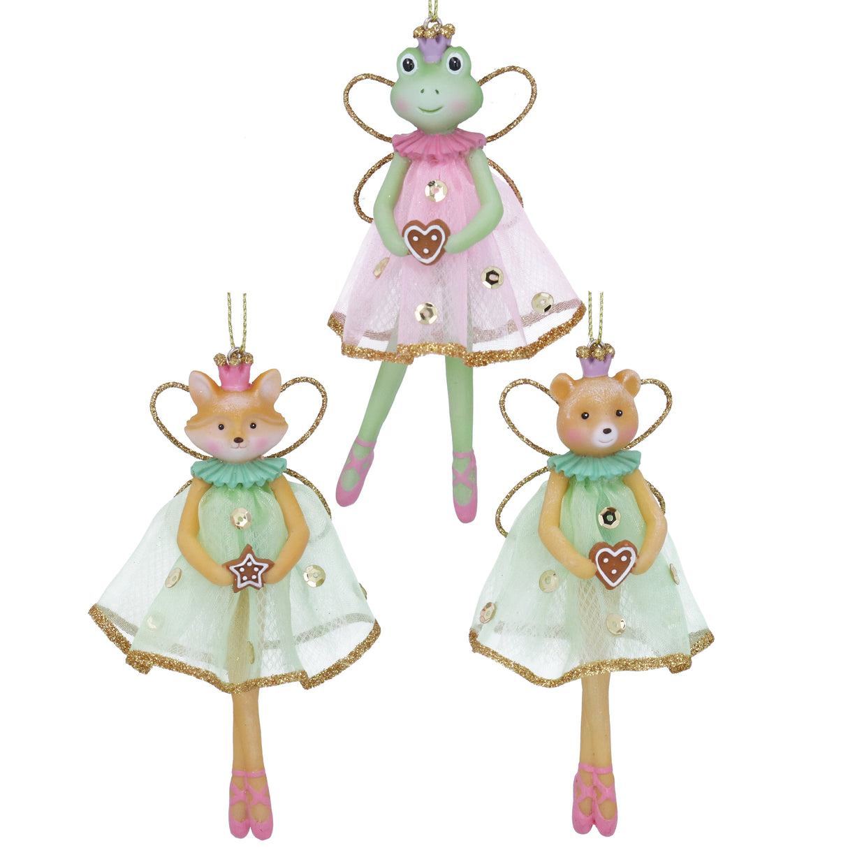 Resin/Organza Frog/Fox/Bear Ballerina Dec, 3as