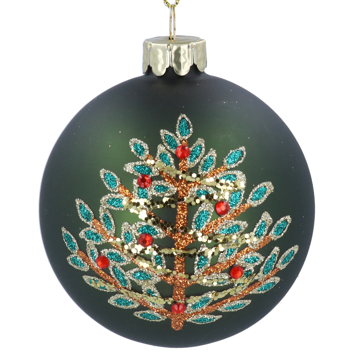Red Glass Ball w Glitter Tree