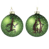 Matt Apple Green Stick Man & Family Glass Ball,