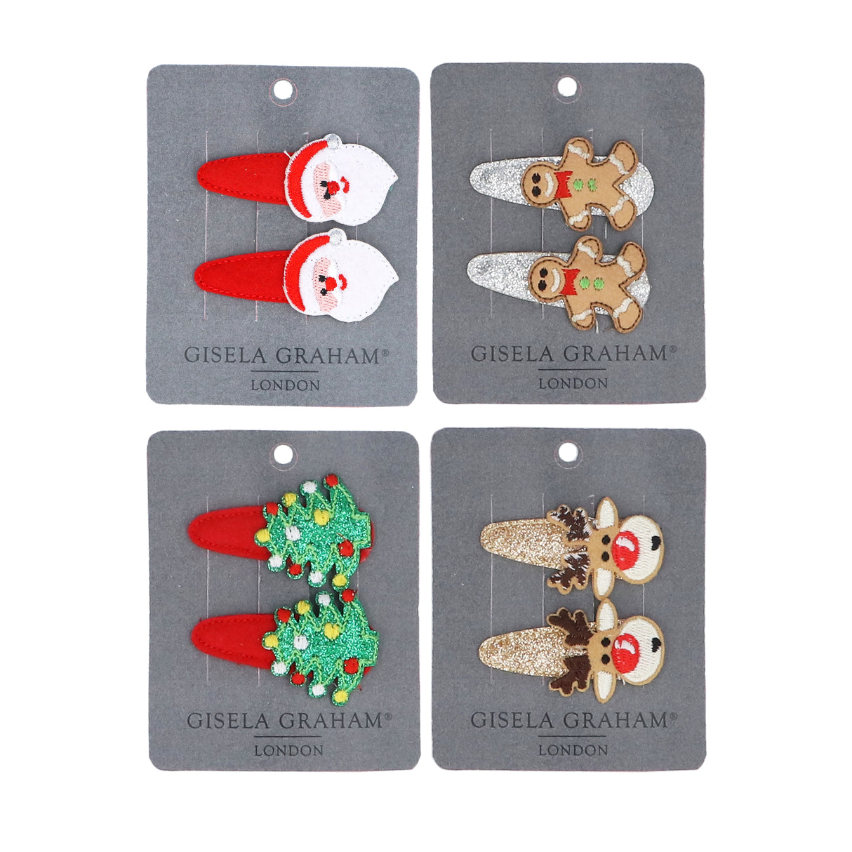Christmas Character Hairclips, Pack/2, 4as