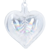 Clear/Iridescent Glass Heart w Etched Tree Dec