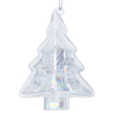 Clear Iridescent Glass Tree w Etched Snowflake