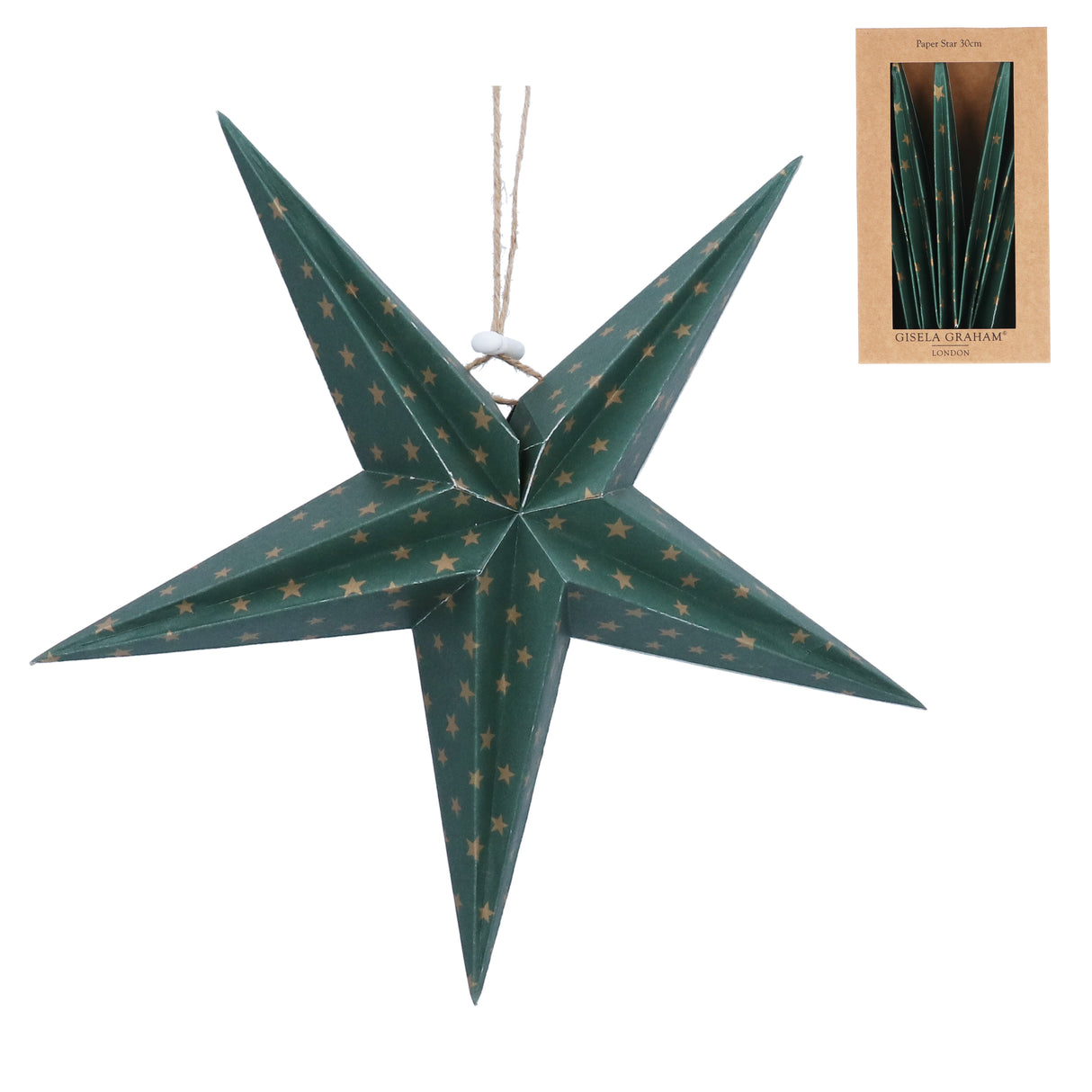 Green Star Paper Dec w Gold Star Detail, Large