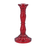 Red Glass Moulded Candlestick, Large