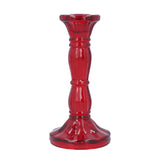 Red Glass Moulded Candlestick, Medium