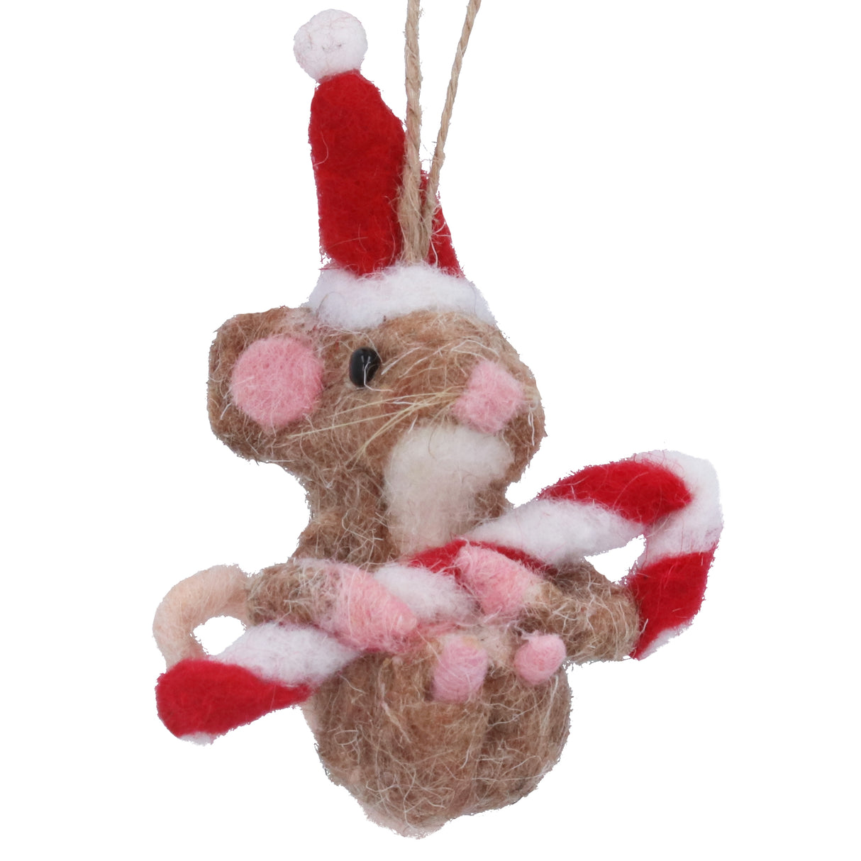 Mixed Wool Mouse w Candy Cane Dec