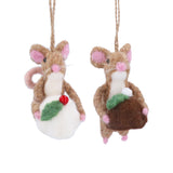 Mixed Wool Brown Mouse w Pudding/Snowball Dec