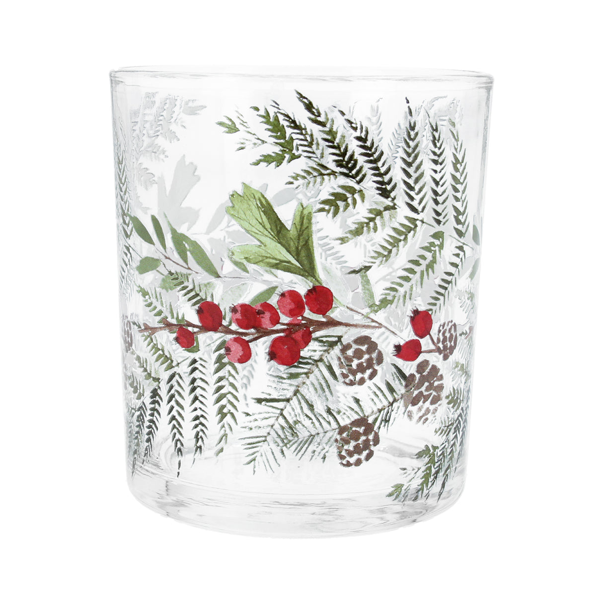 Holly/White Berry Glass Nite Lite Pot Mini