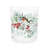 Robin on Fir/Berry Band Glass Nite Lite Pot Mi