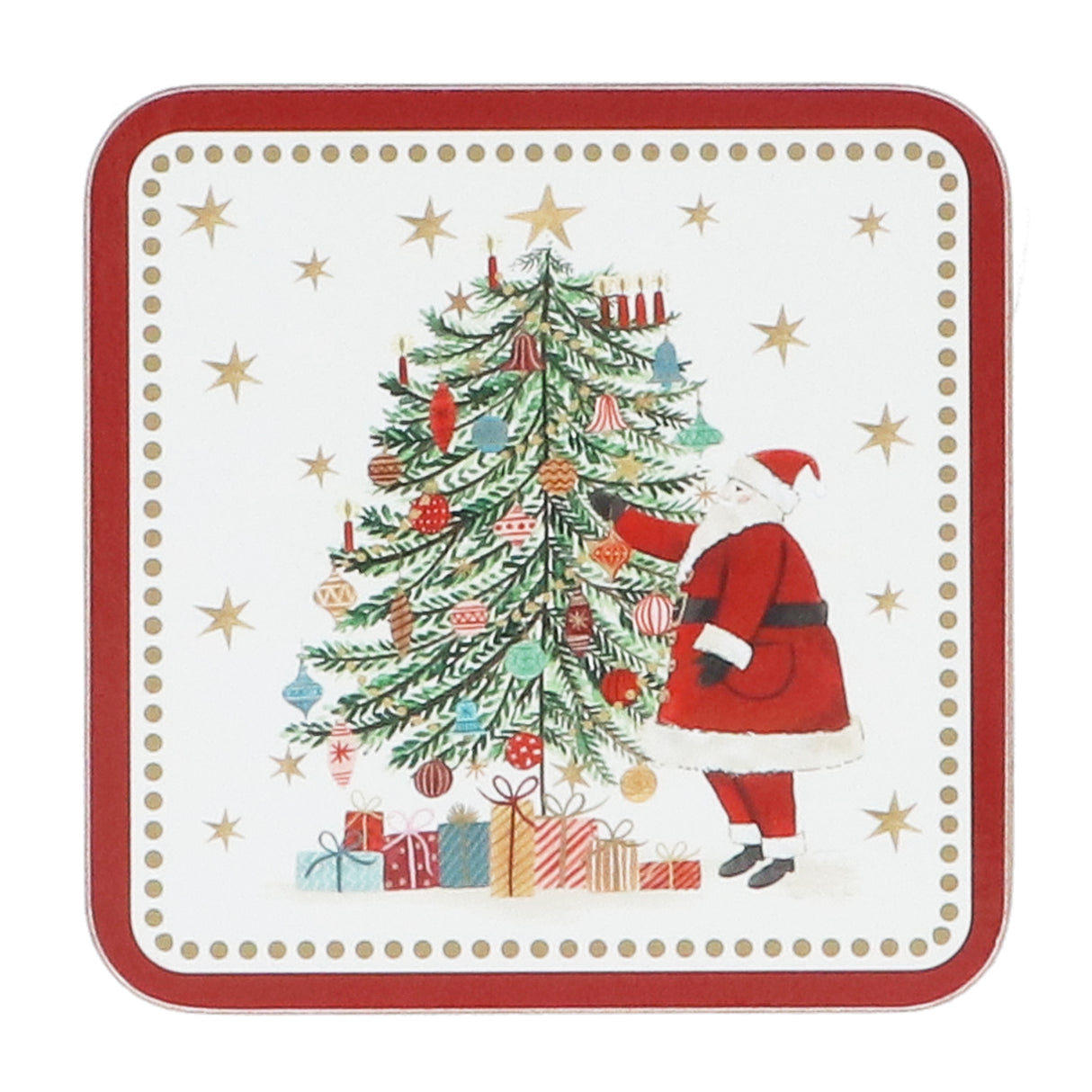 Nostalgia Santa/Tree Cork Base Coaster, Pack/4
