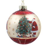 Matt Red/Gold Nostalgia Santa Glass Ball