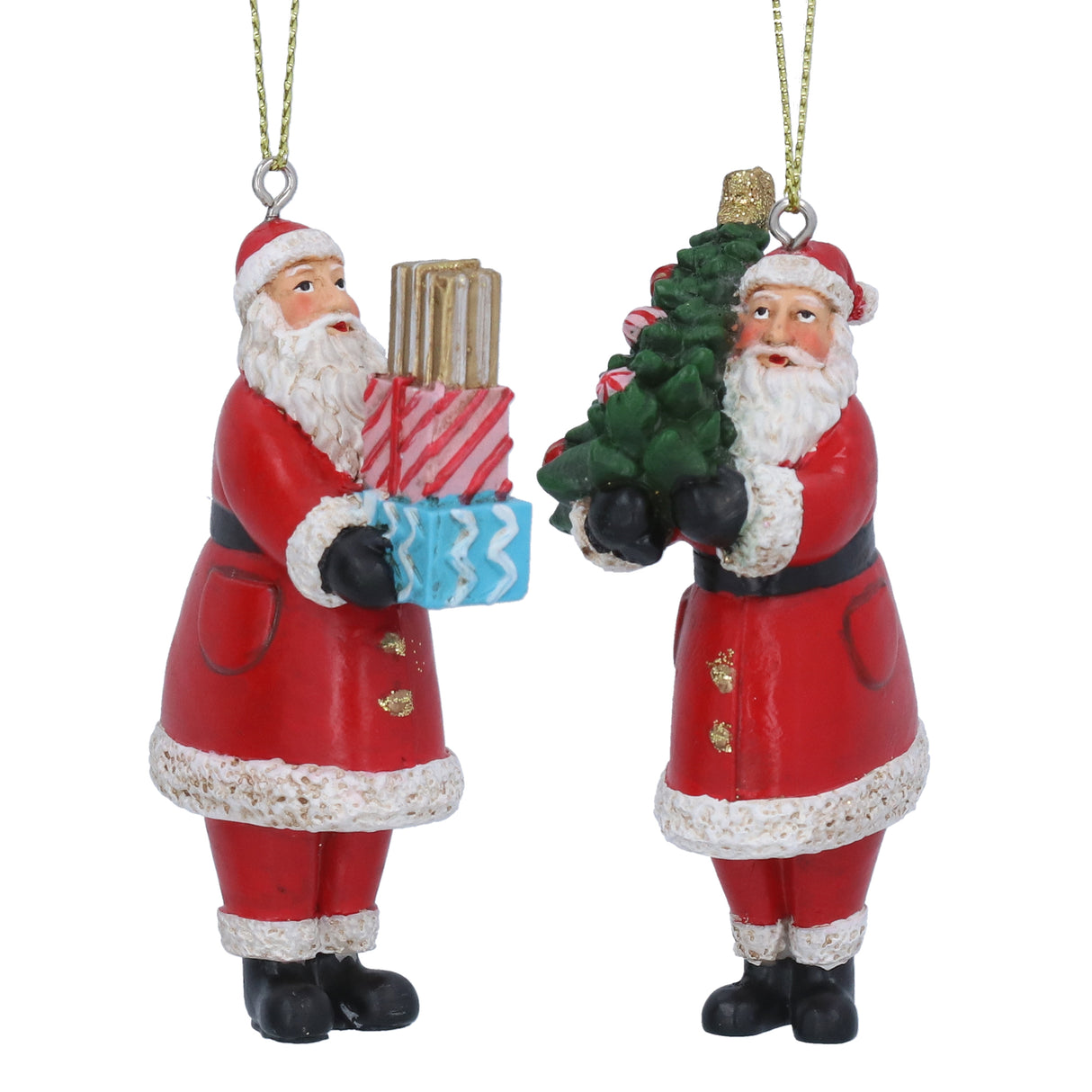Nostalgia Resin Santa w Presents/Tree Dec, 2as
