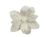 Poinsettia cream faux fur on clip