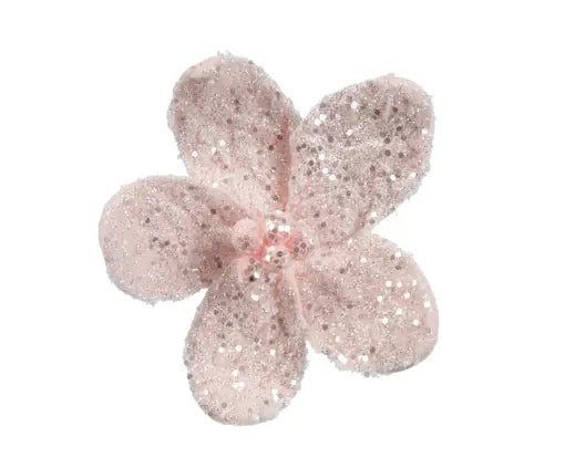 Poinsettia soft pink faux fur on clip