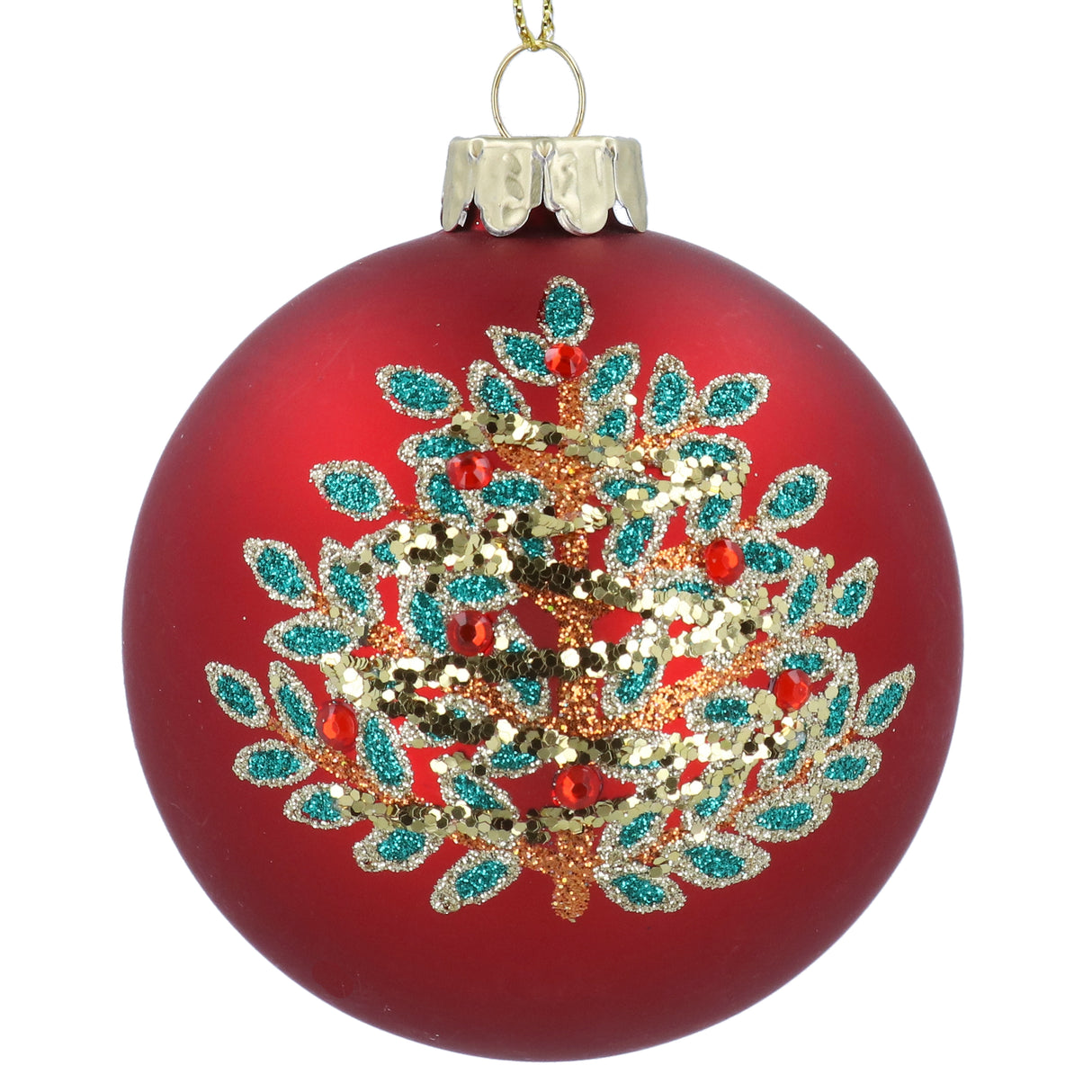 Green Glass Ball w Glitter Tree