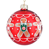 Matt Red/Gingerbread Men Glass Ball