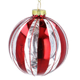 Clear Glass Ball w Red Mirror Stripes