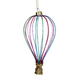Clear Glass Glitter Ribbed Hot Air Balloon