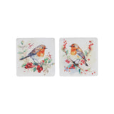 Resin Robin w Berries Coaster, 2as