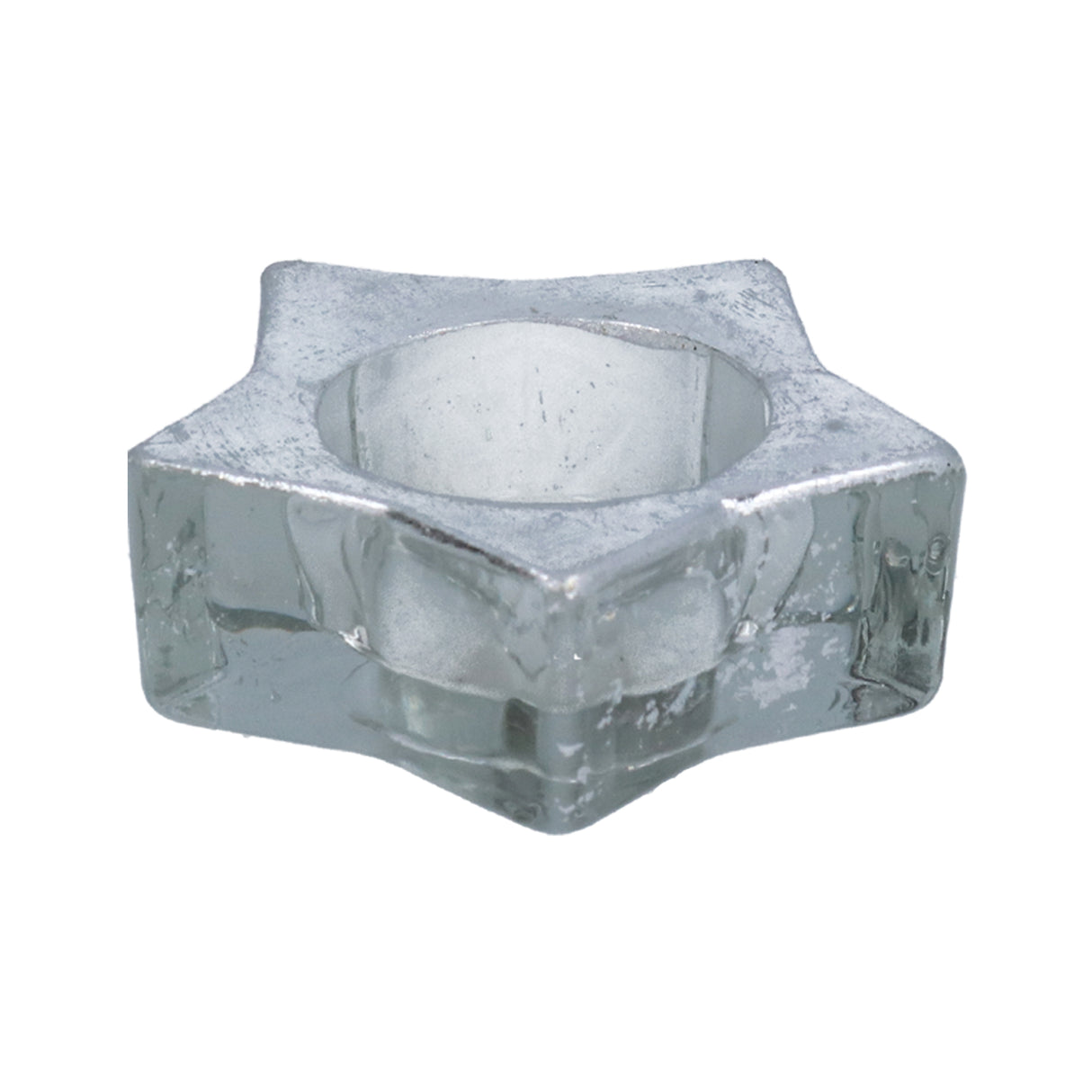 Silver Glass Star Tea Light Holder