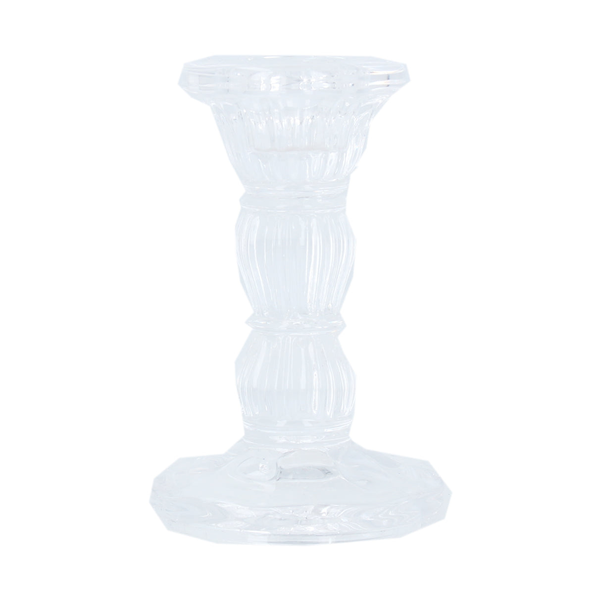 Clear Glass Moulded Candlestick, Small