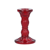 Red Glass Moulded Candlestick, Small