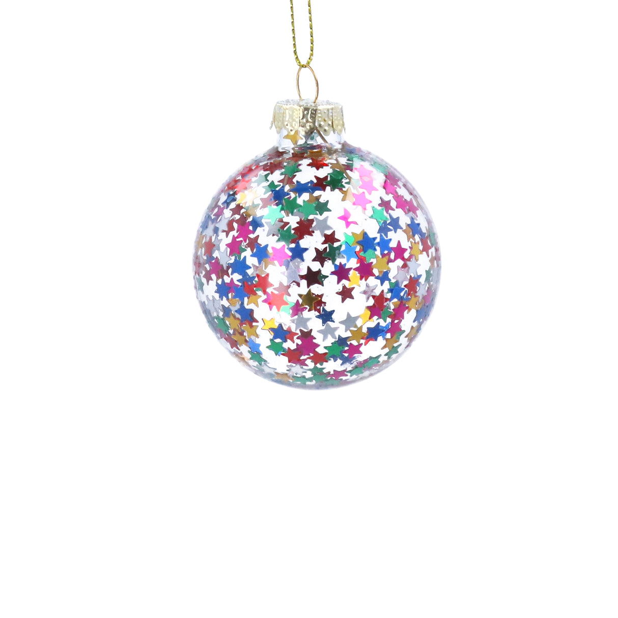 Clear Glass Ball w Multicolour Star Confetti