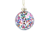 Clear Glass Ball w Multicolour Star Confetti