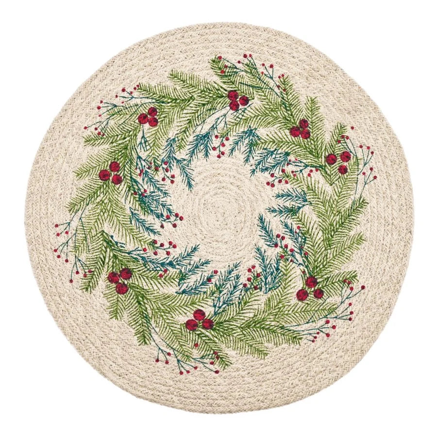 Circular printed placemat wreath