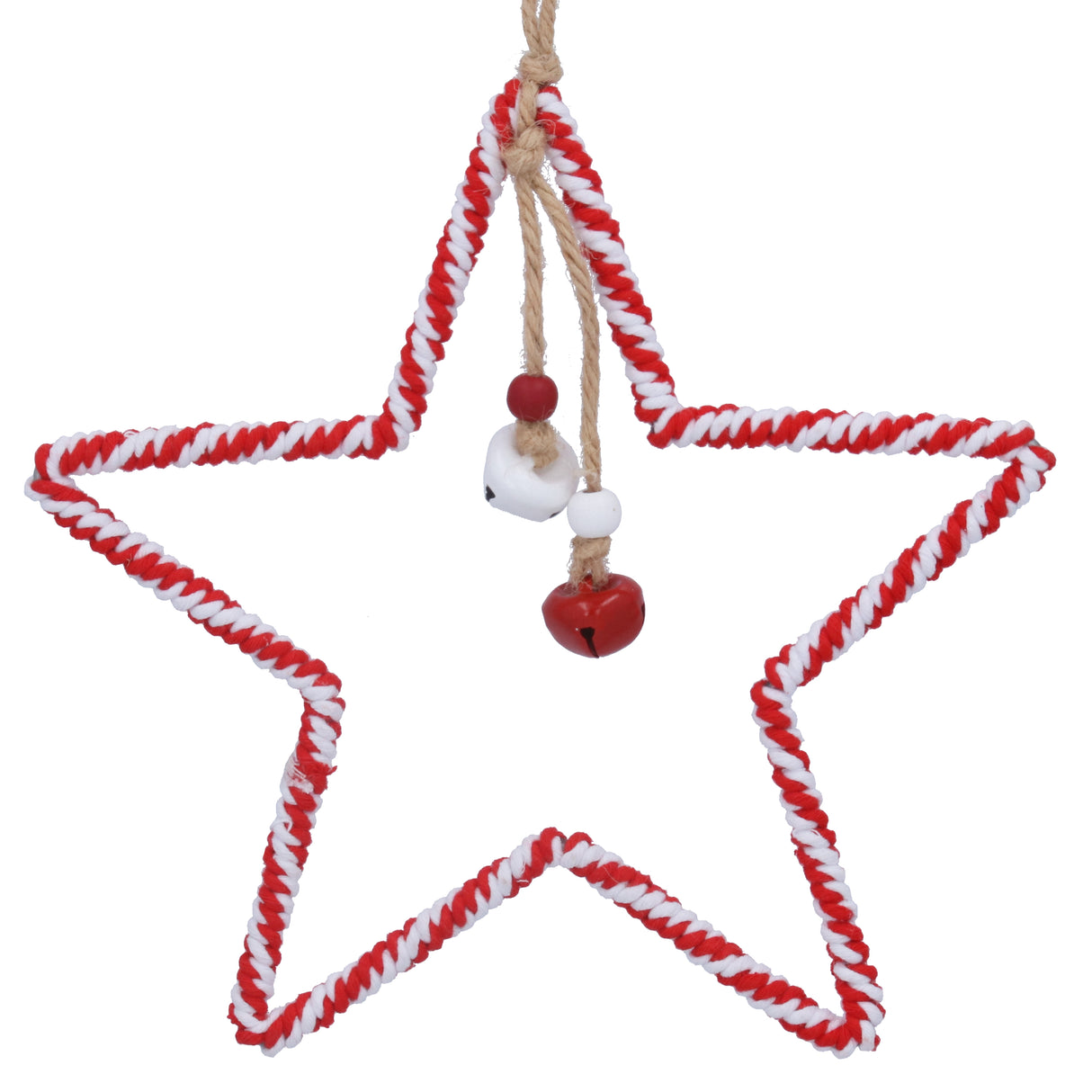 Red/White Twine Wrapped Star Dec, Large
