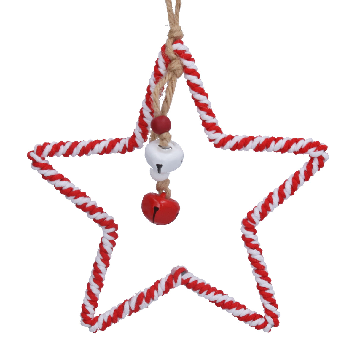 Red/White Twine Wrapped Star Dec, Small
