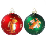 Matt Red/Dark Green Zog Glass Ball, 2as